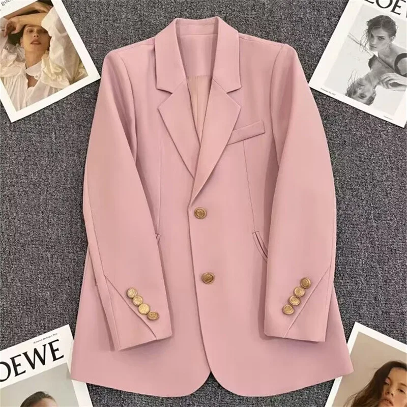 Blazer da donna Blazer a maniche lunghe con intaglio tasche giacche cappotto Slim Office Lady Jacket top femminili Suit Blazer Femme giacche