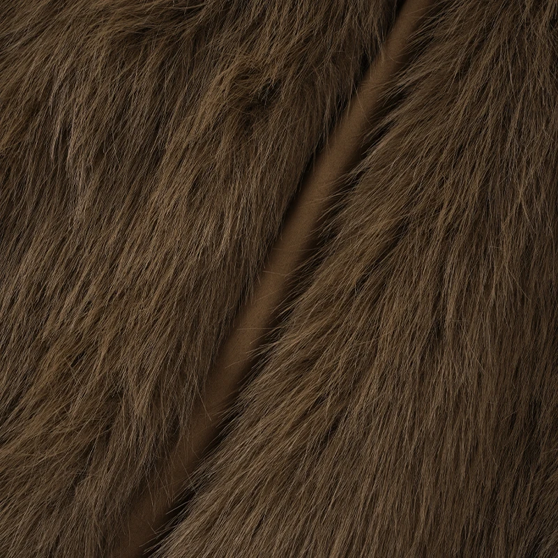 Damski płaszcz futrzany jesienno-zimowy, nowy, z wykładanym kołnierzem, długie rękawy, otwarty krój, modny, pluszowy, gruby, ocieplany futrem.