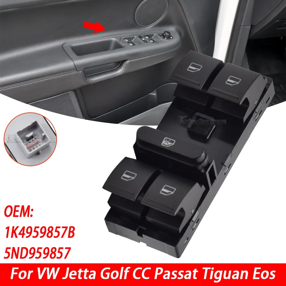 زر مفتاح نافذة الطاقة الكهربائية الرئيسية ، جودة عالية ، سيارة فو جولف 5 ، جولف 6 ، جيتا MK5 ، MK6 ، تيغوان ، توران ، باسات B6 ، B7 ، 1K4959857B #1