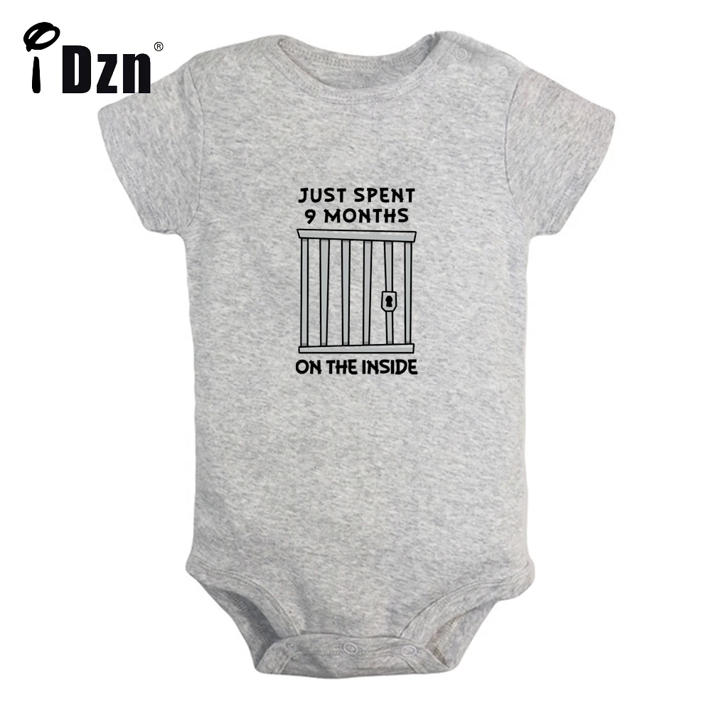 Just Spent 9 Months On The Inside Cute Baby Boys Funny Bodysuit Baby Girl Letter Printed Rompers Infant Short Sleeves Jumpsuit