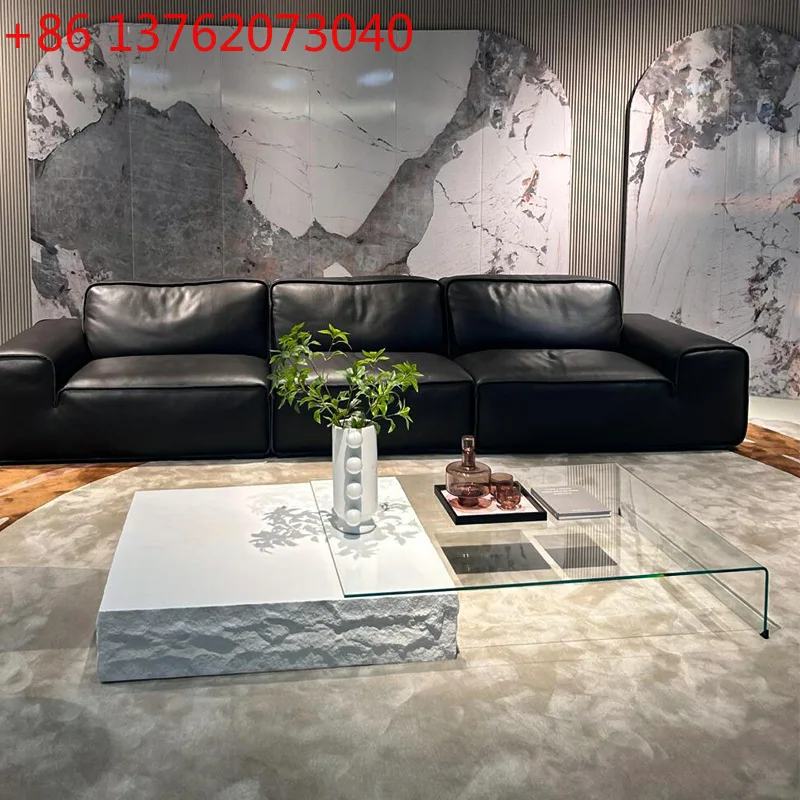 طاولة قهوة إيطالية بسيطة من حجر الجيري ذات إحساس عالٍ #1