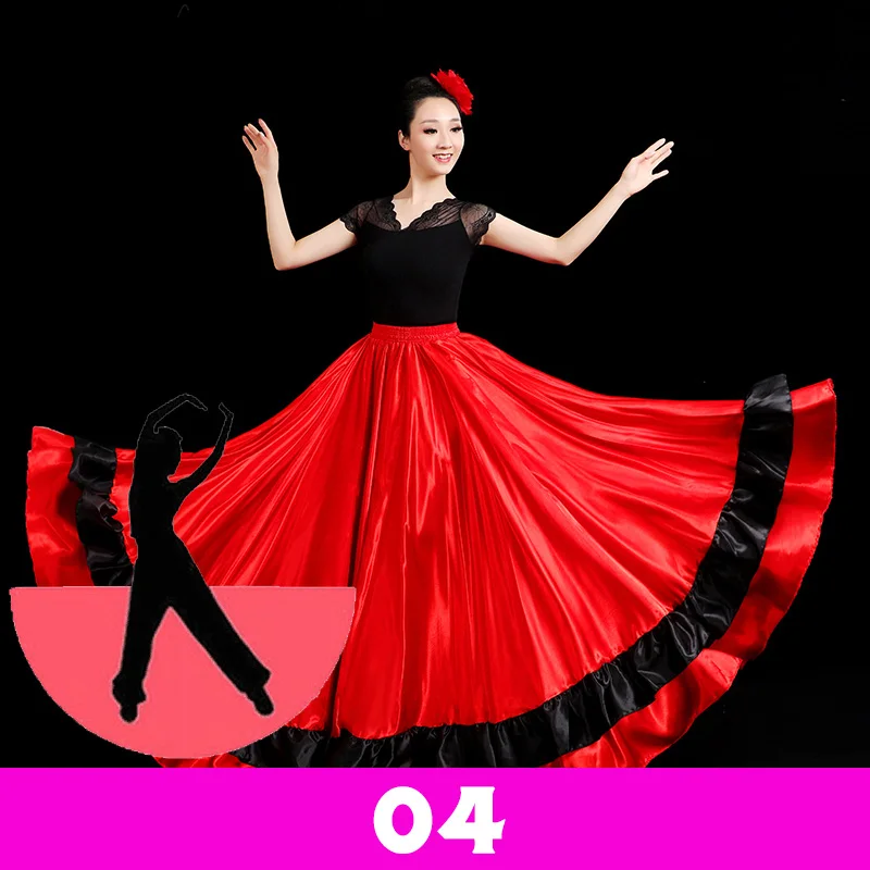 Women Spanish Dress 360/540/720 Big Swing Classic Gypsy Dance Flamenco Dress Dance Practice Stage Performance Dance Costume