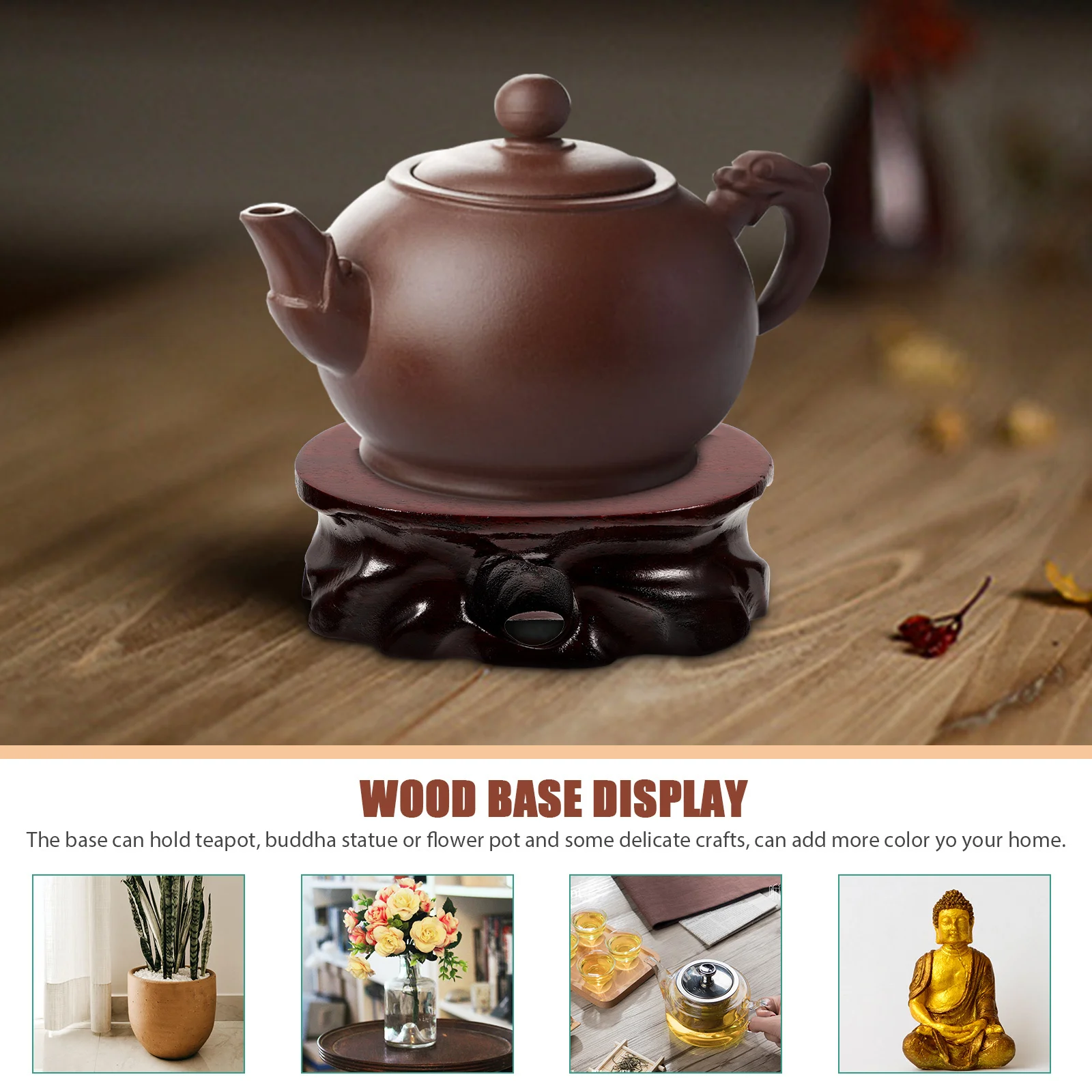

Wood Base Risers for Display Vase Teapot Statue Crafts Wooden Planter Risers Stable Desktop Decorative Stand Home