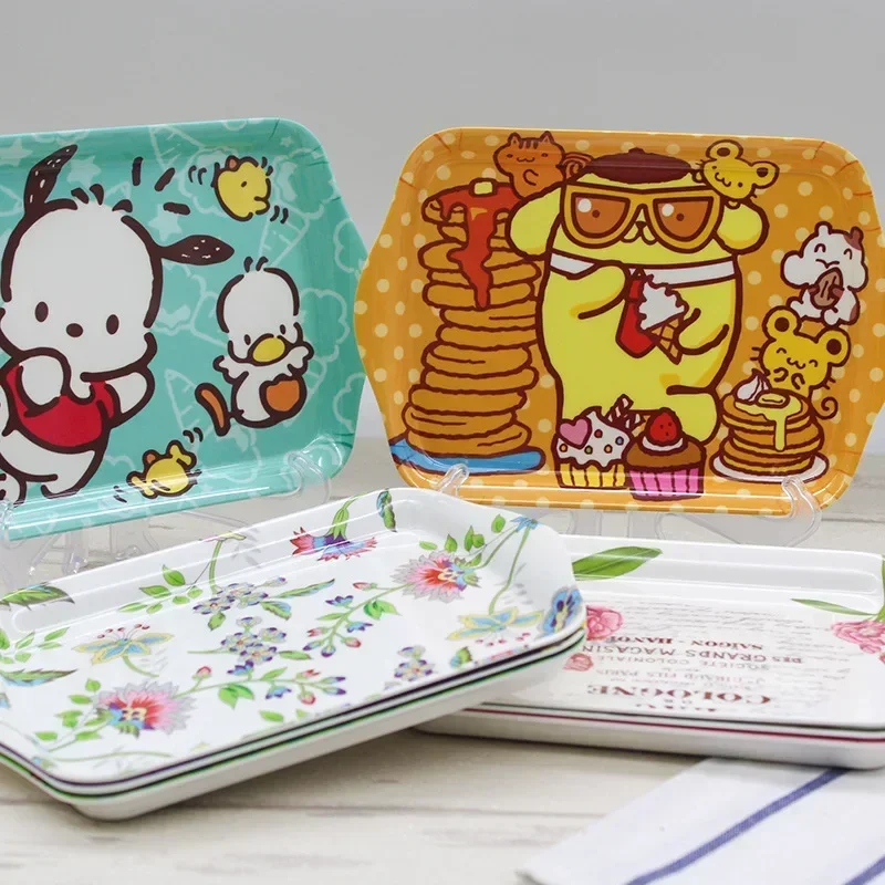 Kawaii Sanrio Kuromi Pochacco My melody new creative melamine resin tray imitation porcelain plate cute cartoon tray