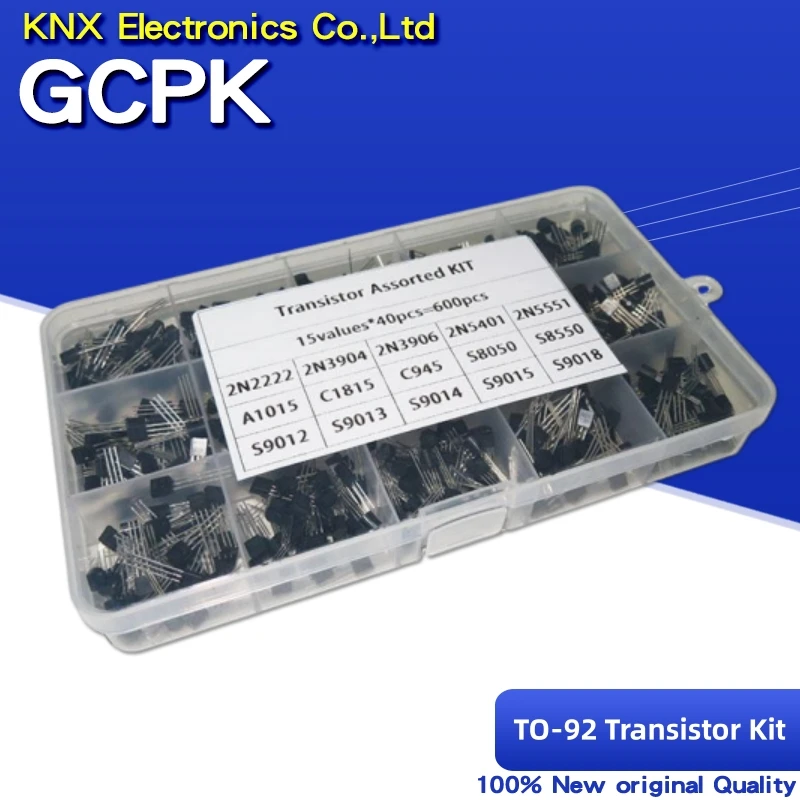 15values*40PCS=600PCS TO-92 Transistor Kit 2N2222 2N3904 2N3906 2N5401 2N5551 A1015 C1815 C945 S8050 S8550 S9012 S9013 S9014