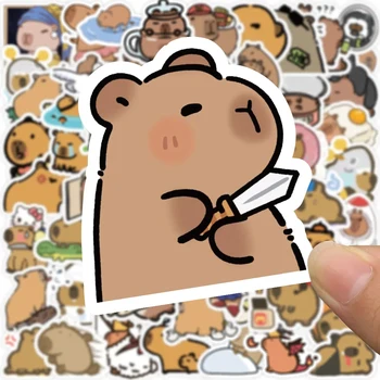 10/30/50/100 adet Kawaii hayvan Capybara Graffiti etiketler dizüstü dizüstü telefon bavul günlüğü su geçirmez etiket çocuklar için oyuncaklar