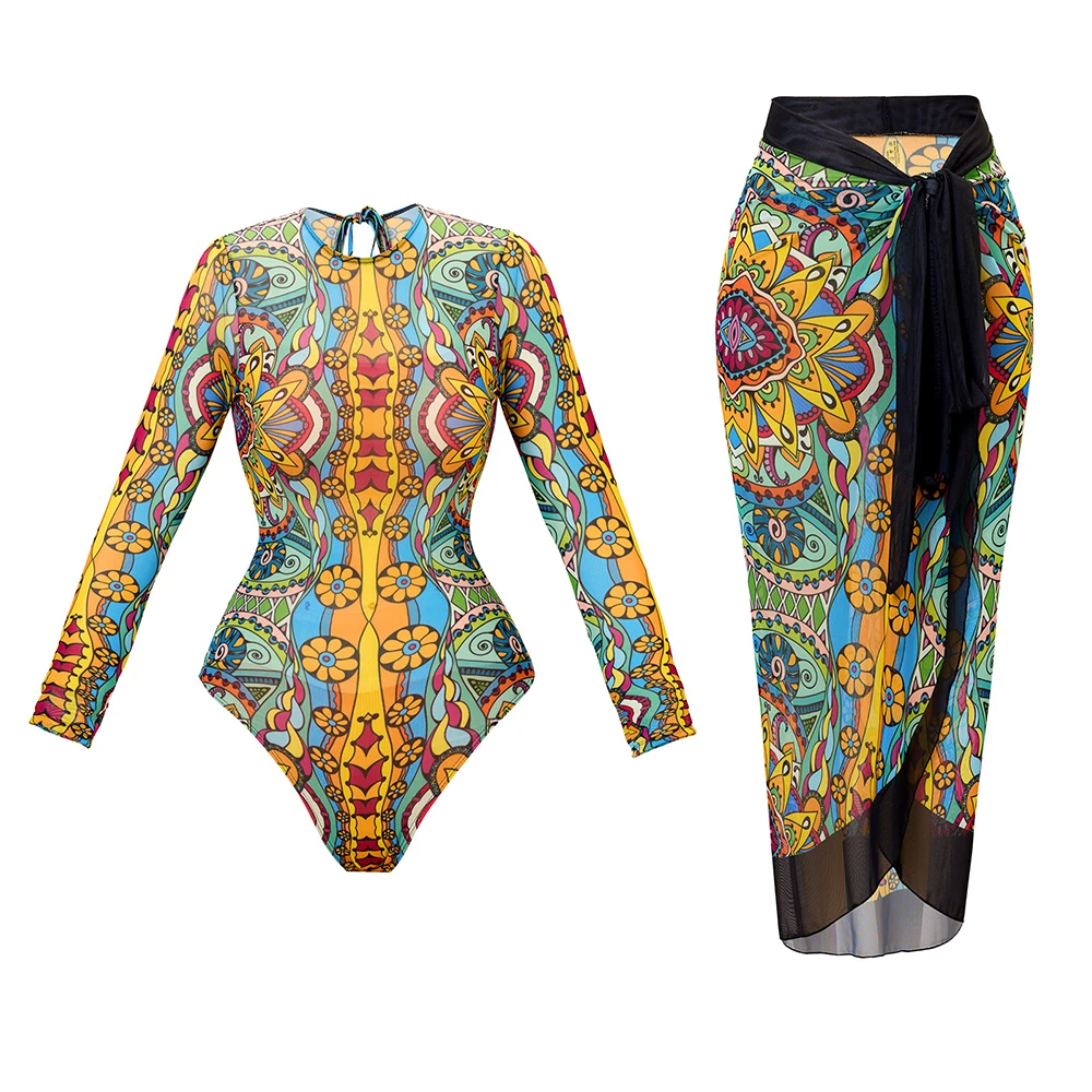 Maillot de bain une pièce pour femmes, Vintage, fleurs, Push Up, Monokini, body, avec jupe, séchage rapide, vêtements de plage, 2025