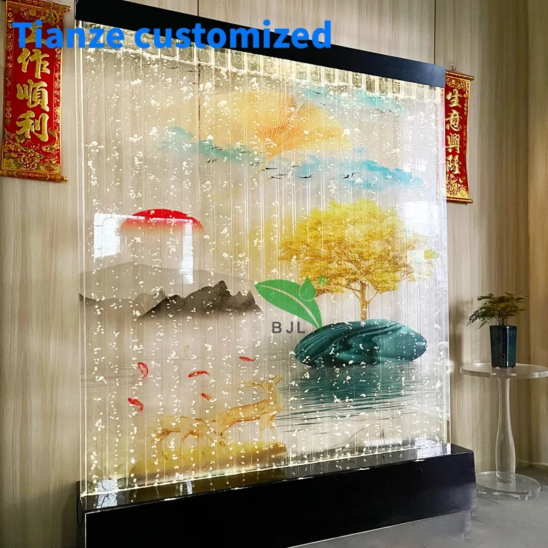 (Customized) indoor light decoration room division colorful led acrylic water bubble wall screen with pattern background