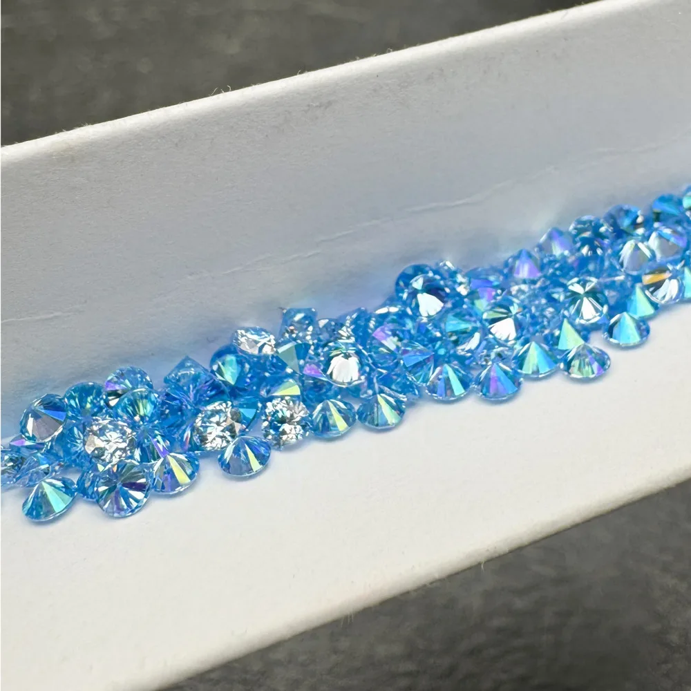 Butterflykiss Farbige lose Moissanit-Steine, 0,1 ct, 3 mm, königsblau, rosa Moissanite, glänzender edler Schmuck, runde, im Labor gezüchtete Diamanten – Detail 1