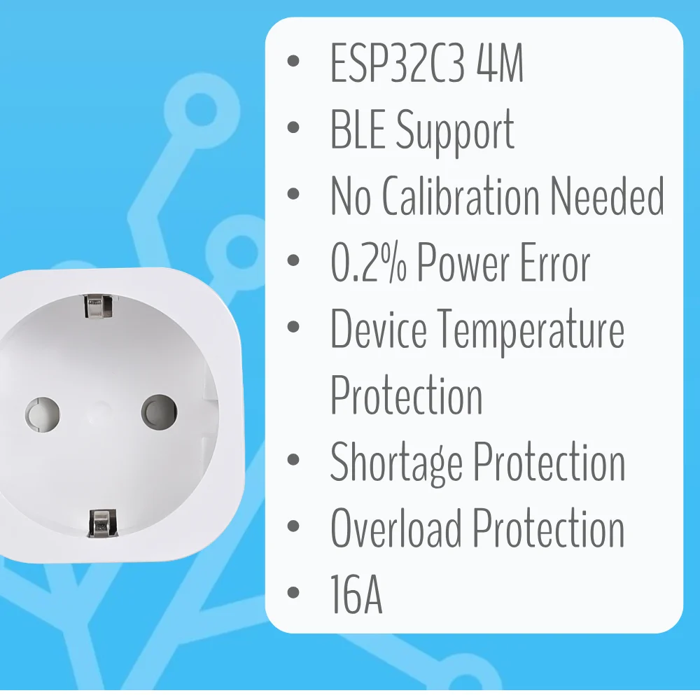 IoTorero feito para ESPHome ESP32C3 Monitoramento de consumo de plugue UE 16A funciona com assistente doméstico