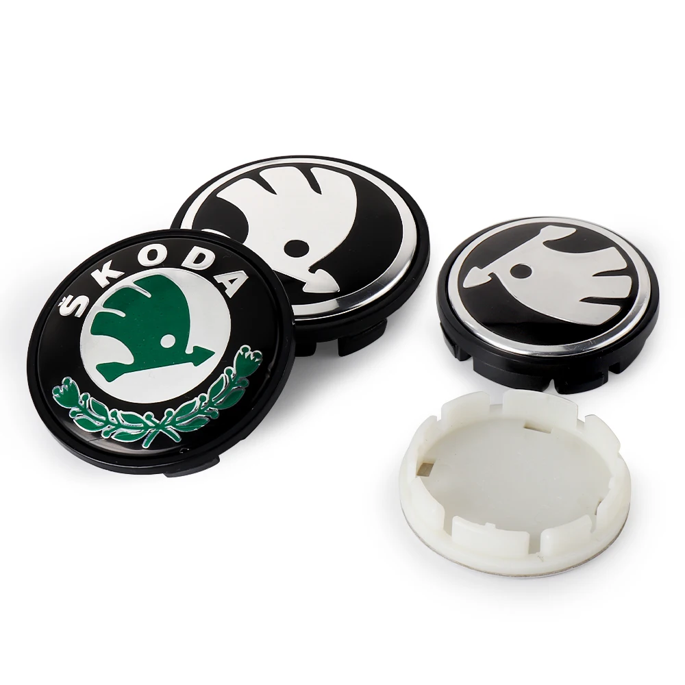 4 pçs 55mm 65mm centro da roda original do carro cobre tampas do cubo emblema substituição acessórios de modificação automática para skoda crachá