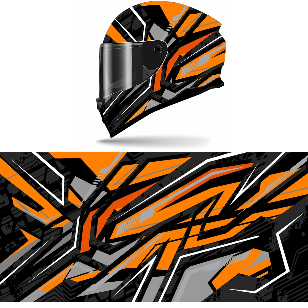 

Abstract Orange Gray Full Helmet Wrap Sticker Motorcycle Helmet Racing Graphic Decal Vinyl Wrap Helmet Decor Sticker