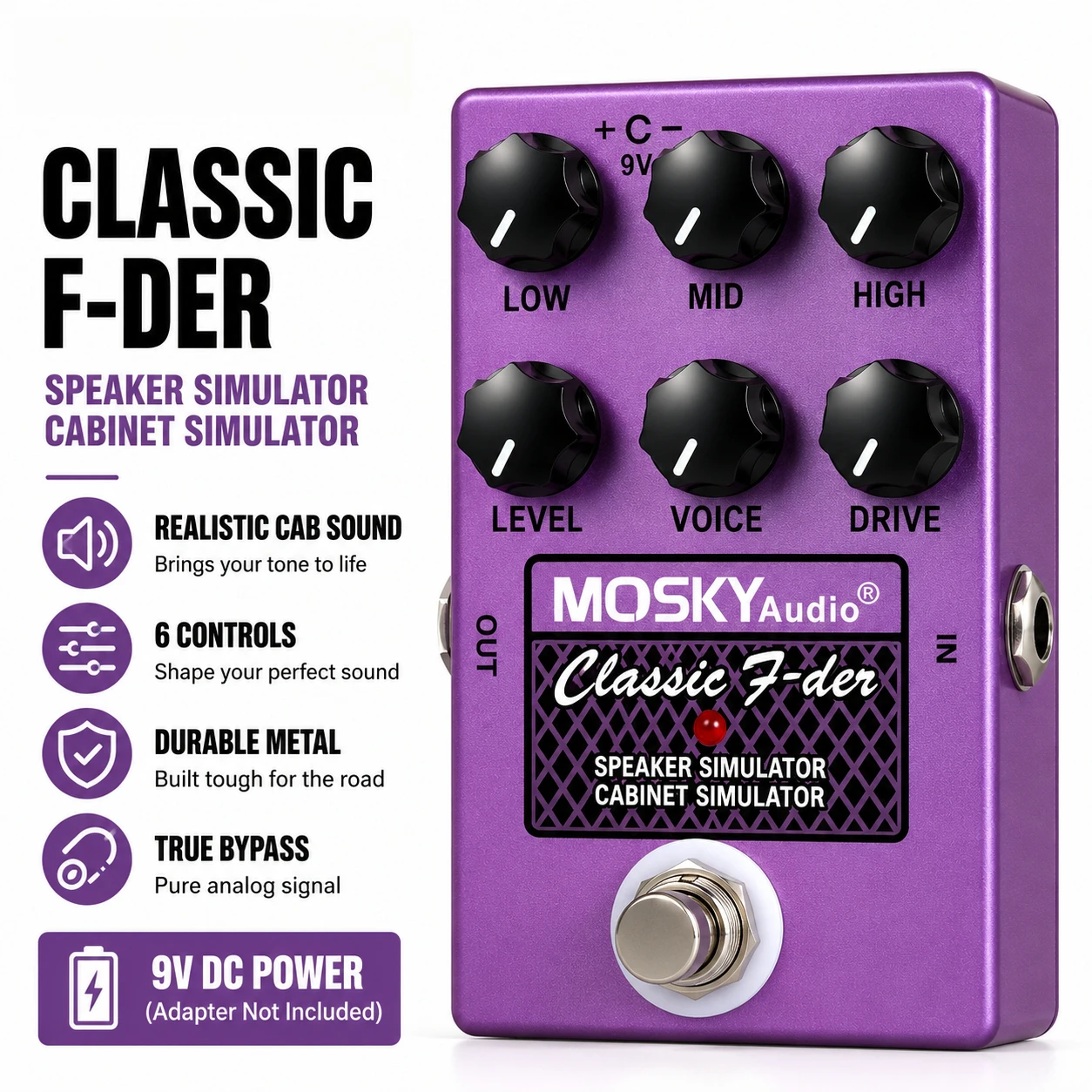 MOSKYaudio CLASSIC F-DER Speaker Simulator Cabinet Simulator Guitar Effect Pedal Speakers Simulation for Bass Guitar Accessories