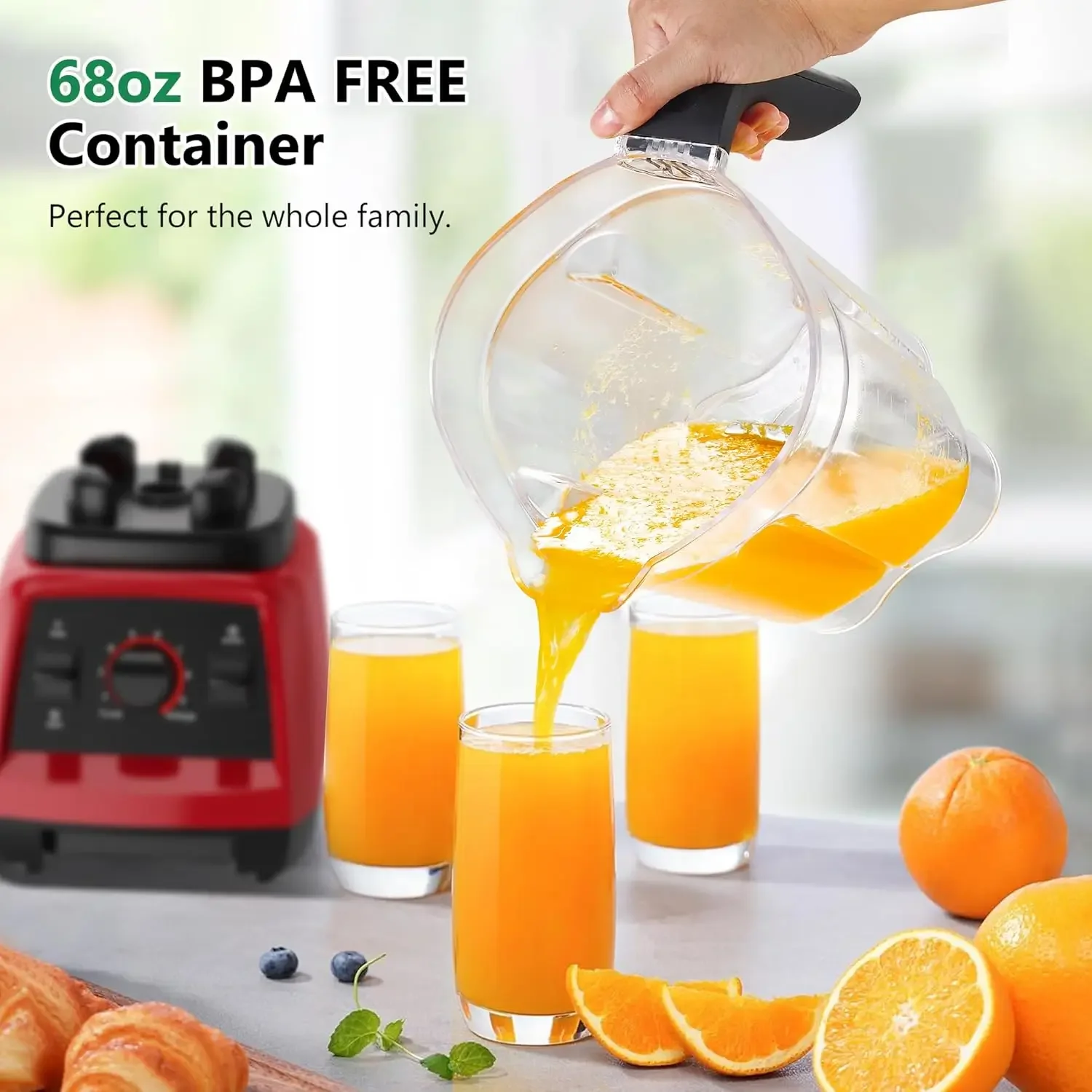 Licuadora, licuadora profesional de 1800 W para cocina con 10 velocidades, potente licuadora trituradora de hielo sin BPA de 68 oz para J