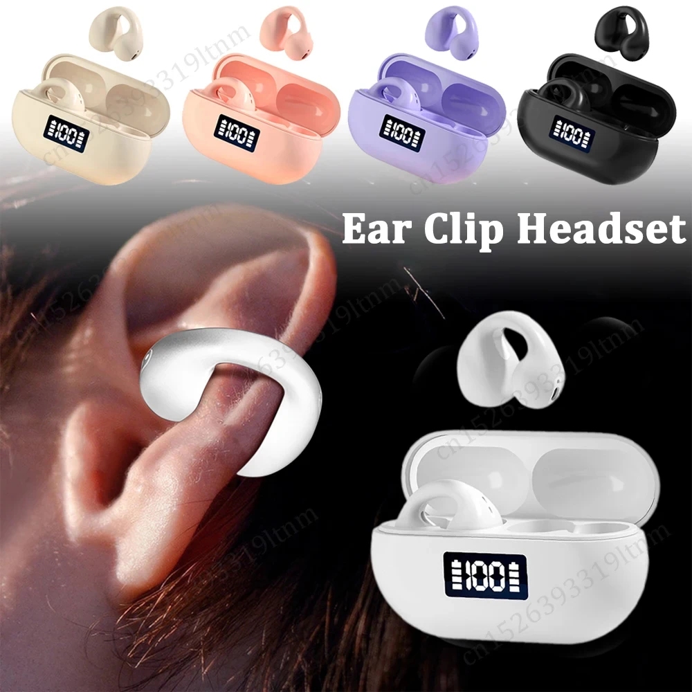 

T75 Ear-Clip Bluetooth Earphones Wireless Headphone Touch Control Sports Earbuds HiFi Stereo Noise Reduction Headset with Mic