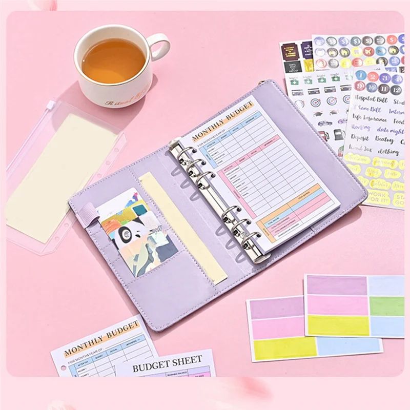 Popular 1 conjunto de pasta de orçamento A6, pasta de orçamento com envelopes com zíper, A