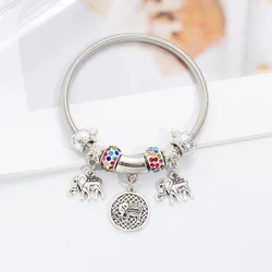 Fashionable and Creative Elephant Pendant Bracelet Women's Spring Elastic Animal Element Bracelet Jewelry Exquisite Gift