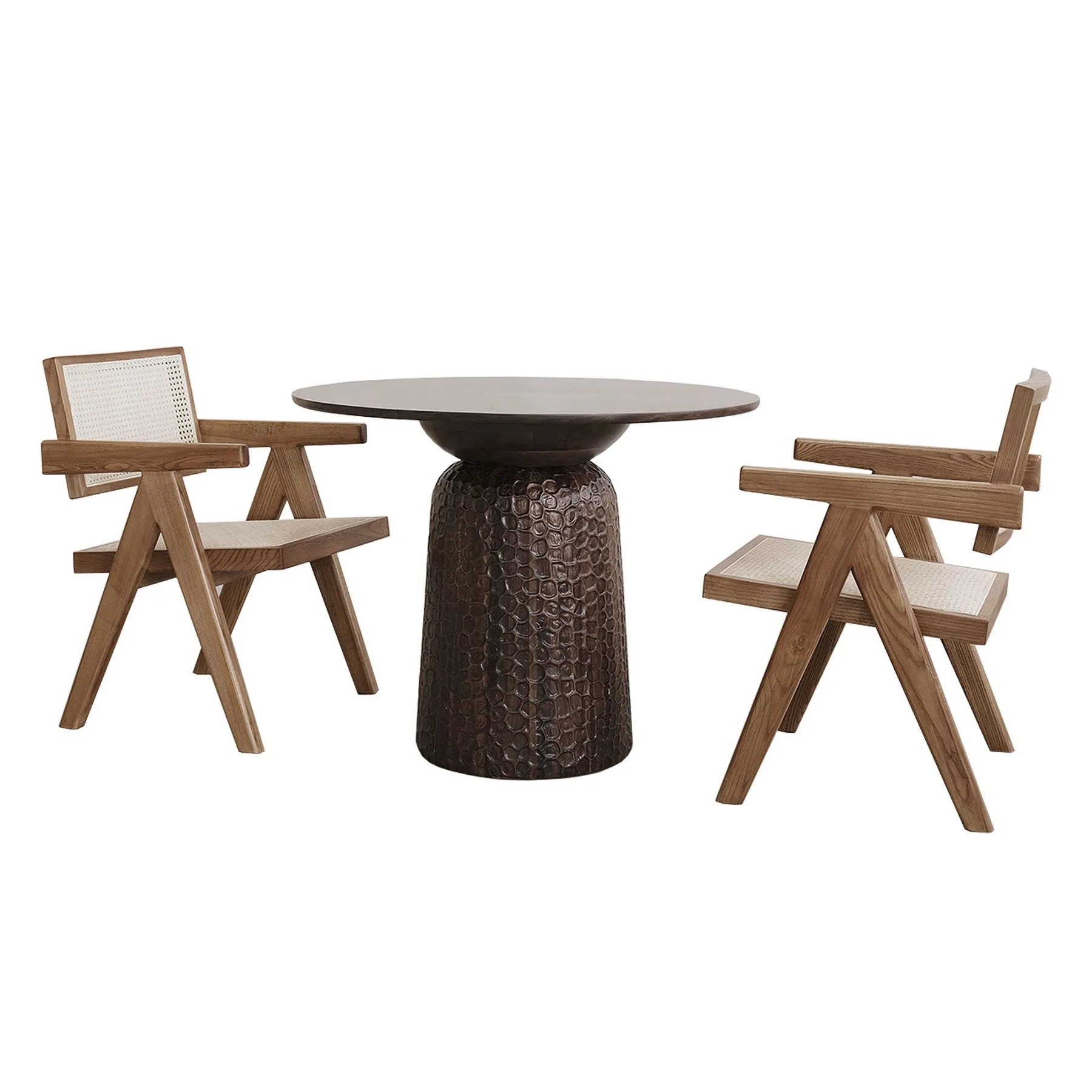 Medieval style, black walnut solid wood round table, reception log small apartment household round dining table