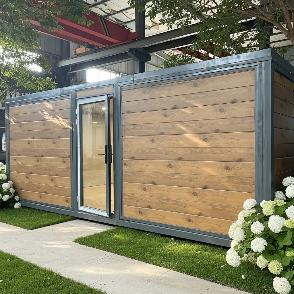 Wood Facade Studio Container House Luxury Custom Prefab Soundproofed Music Recording Office 20ft