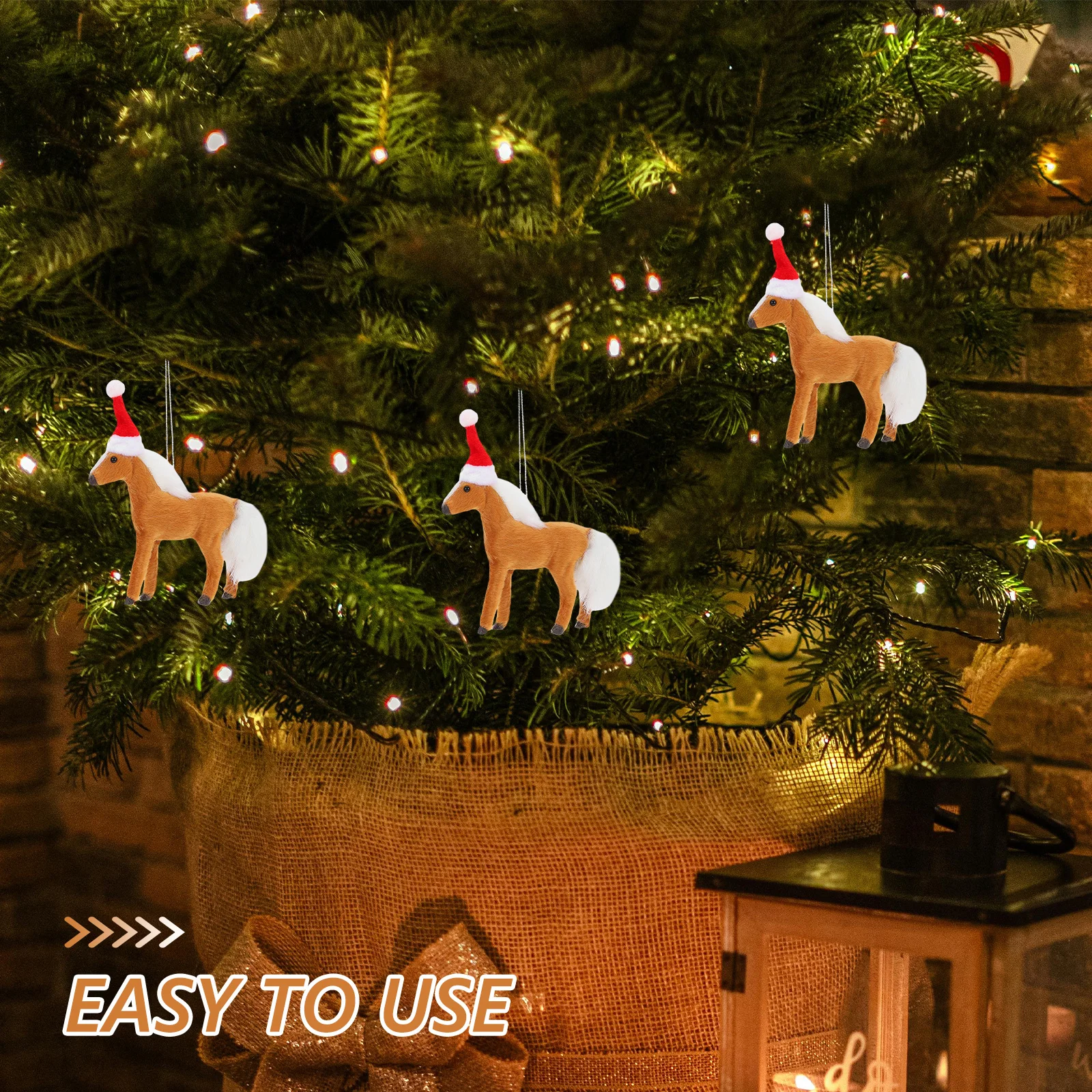 

Xmas Tree Hanging Horses Ornaments Christmas Decor Lightweight Safe Material Beautiful Style Horse Hanging Ornaments