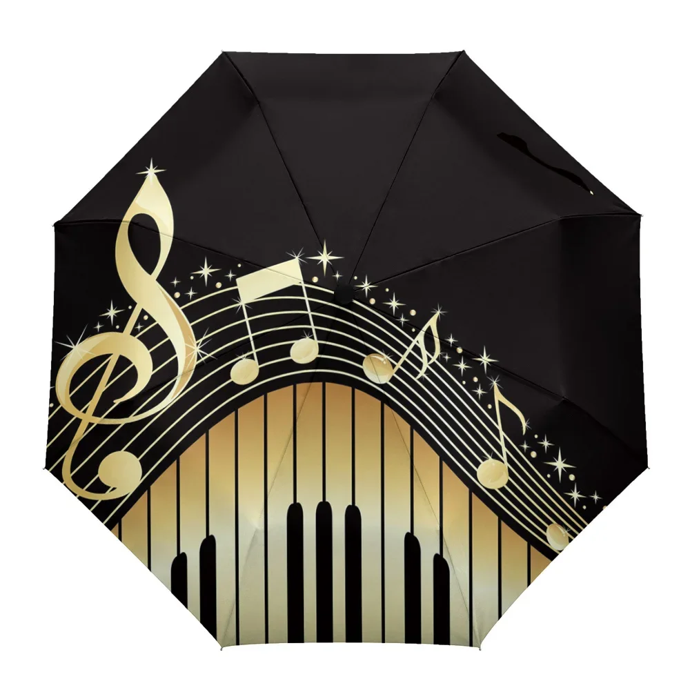 Piano Keys Note Music Gradient Creative Umbrella Rain Women Automatic Three Folding Umbrellas Windproof Parasol Parapluie