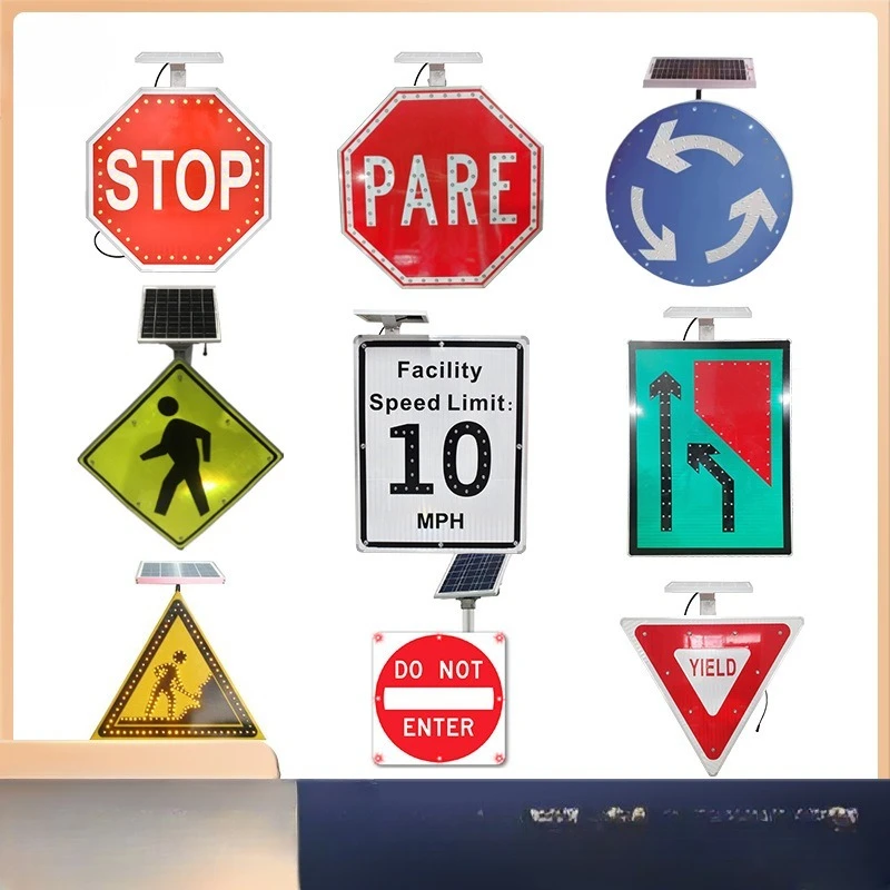 Aluminum solar signage Highway maintenance LED signage Light control Active luminous warning sign