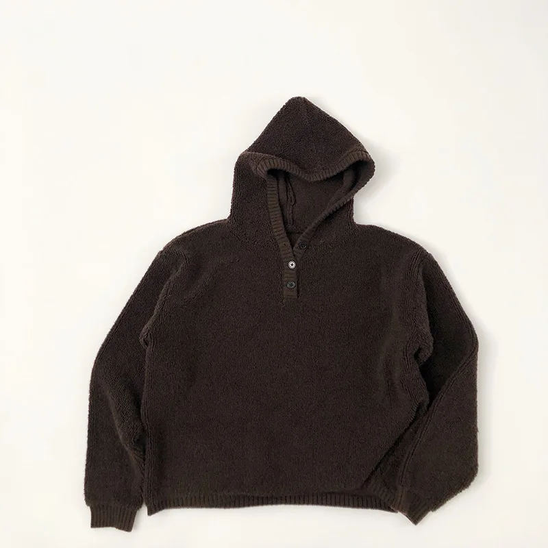 

2025 Winter New Children Vintage Hoodie Solid Boys Hooded Knitted Sweater Girls Long Sleeve Warm Knitwear Kids Loose Pullover