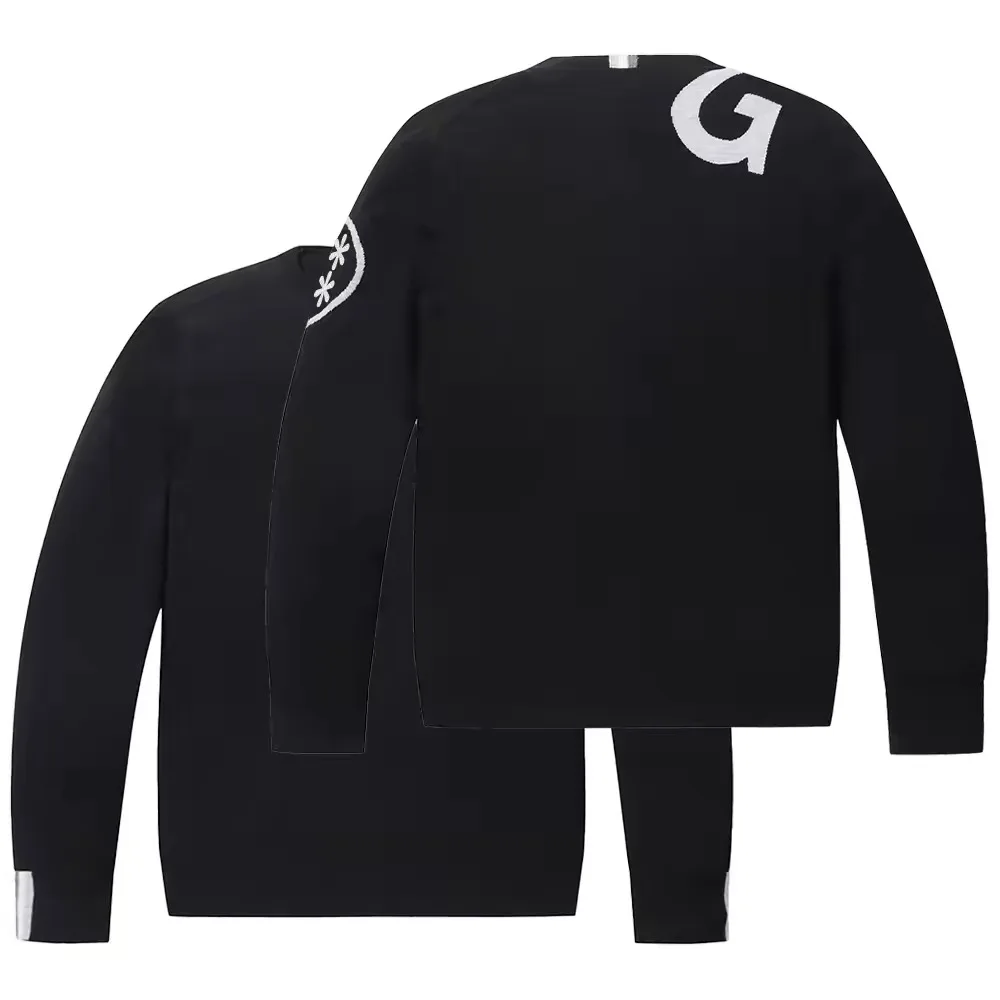 New men's knitted shirt, sports slim-fitting, high elasticity, high-quality golf sweater, golf slim-fitting golf clothing