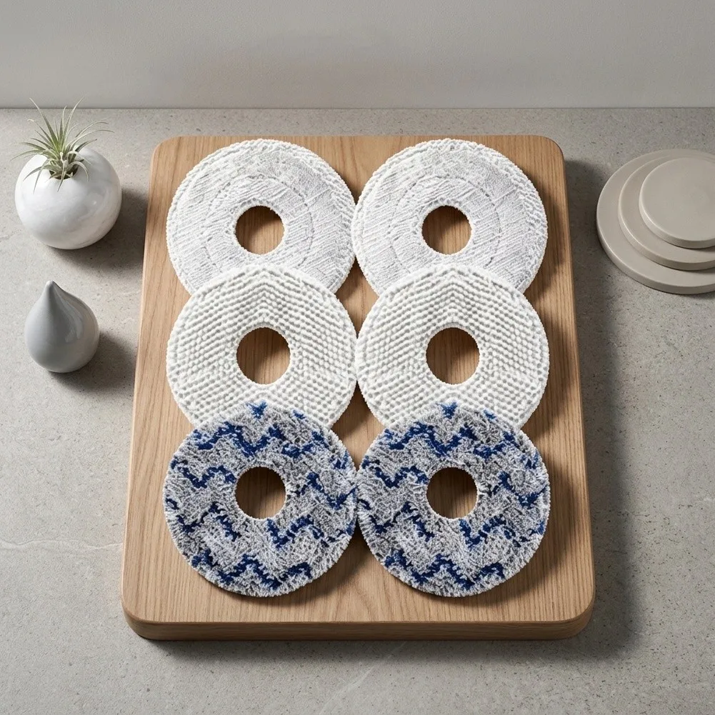 6pcs Replacement Mop Pads For Mijia All-in-One/All-in-One 1S/All-in-One 2 Washable Reusable Microfiber Mop Pads Accessories