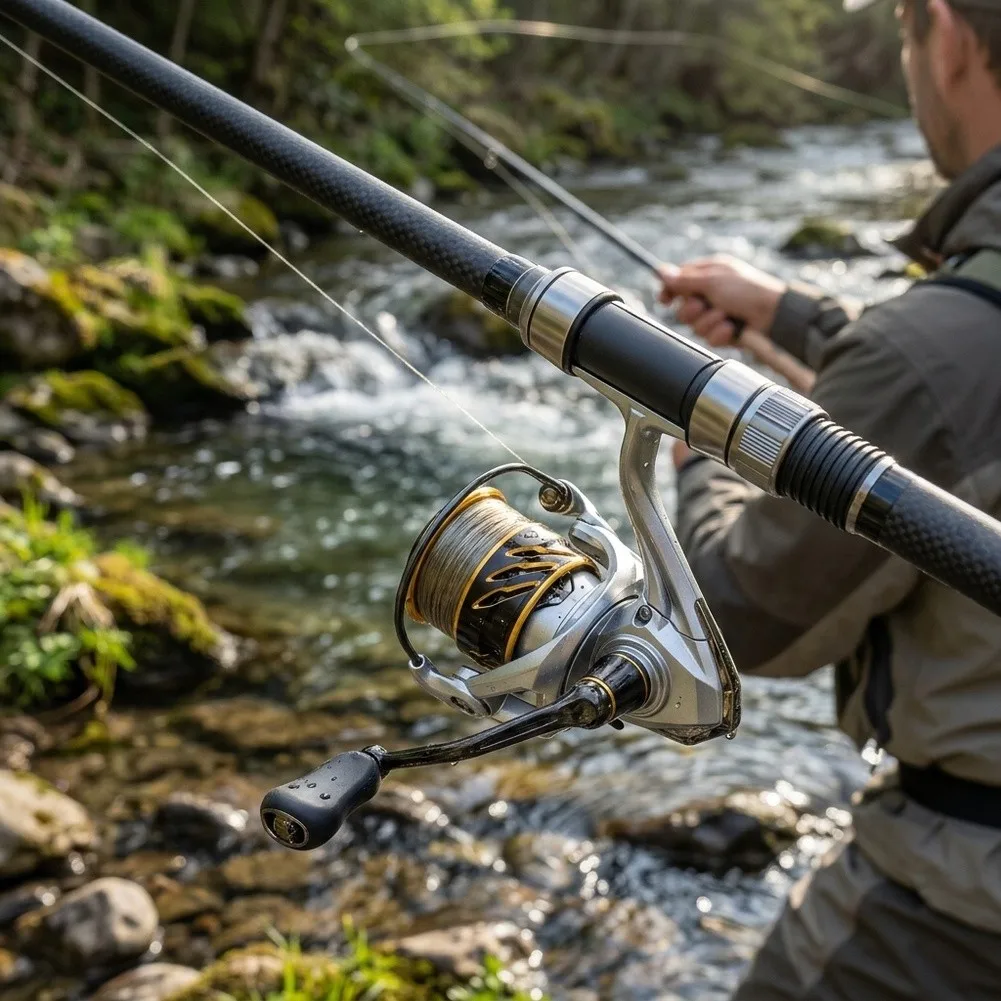Fishing Reel MS2000-3000 Type Carbon Frame 5.2:1 Gear Ratio 6-10kg Drag Capacity 7+1 Sealed Bearings Smooth Retrieve