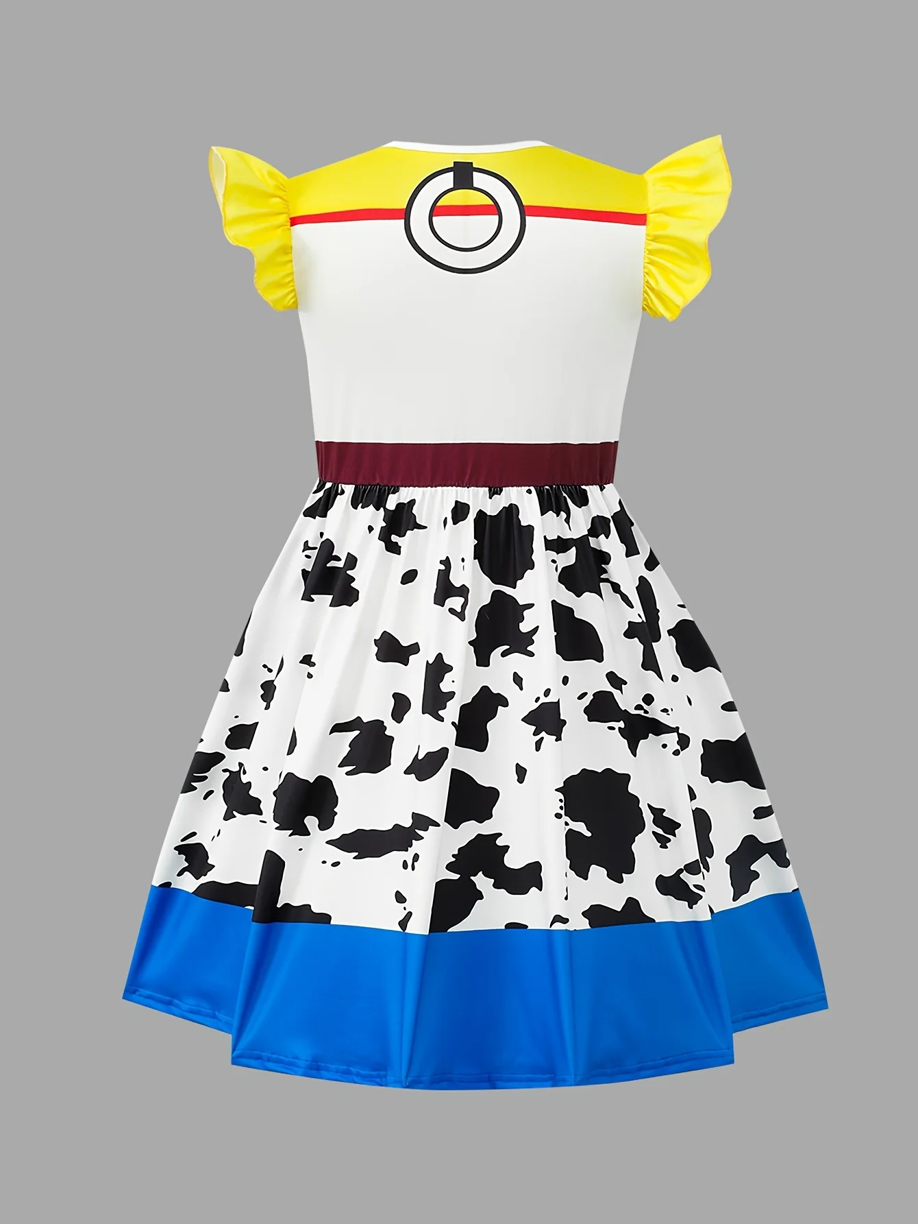 Sommerkleid im Denim-Stil mit Aufdruck für Mädchen, Prinzessinnenkleid mit kleinen Flatterärmeln, perfekt für Urlaub, Bühne, Party und Alltag, geeignet für Mädchen im Alter von 3–10 Jahren – Detail 3