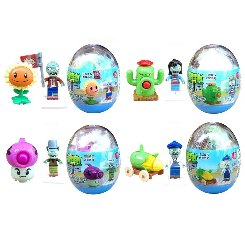 Plants Vs. Zombies Building Blocks Toy Capsules Assembled Bricks Puzzle Peashooter Anime Figure Dolls Model Toy Children Gift