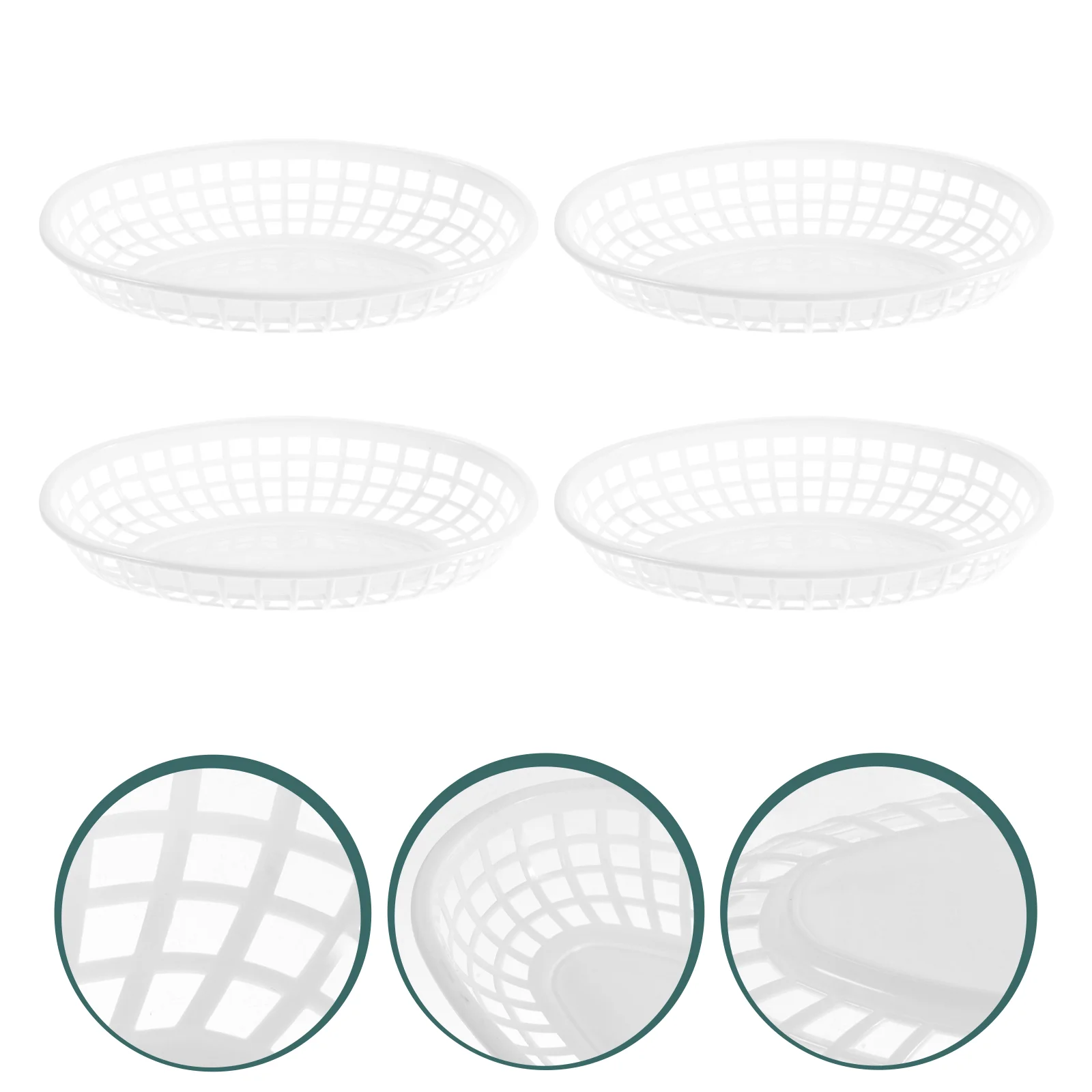 4 Pcs Bread Baskets Food Storage Snack Plate Hamburger Fruit Plastic Trays Fast Mini