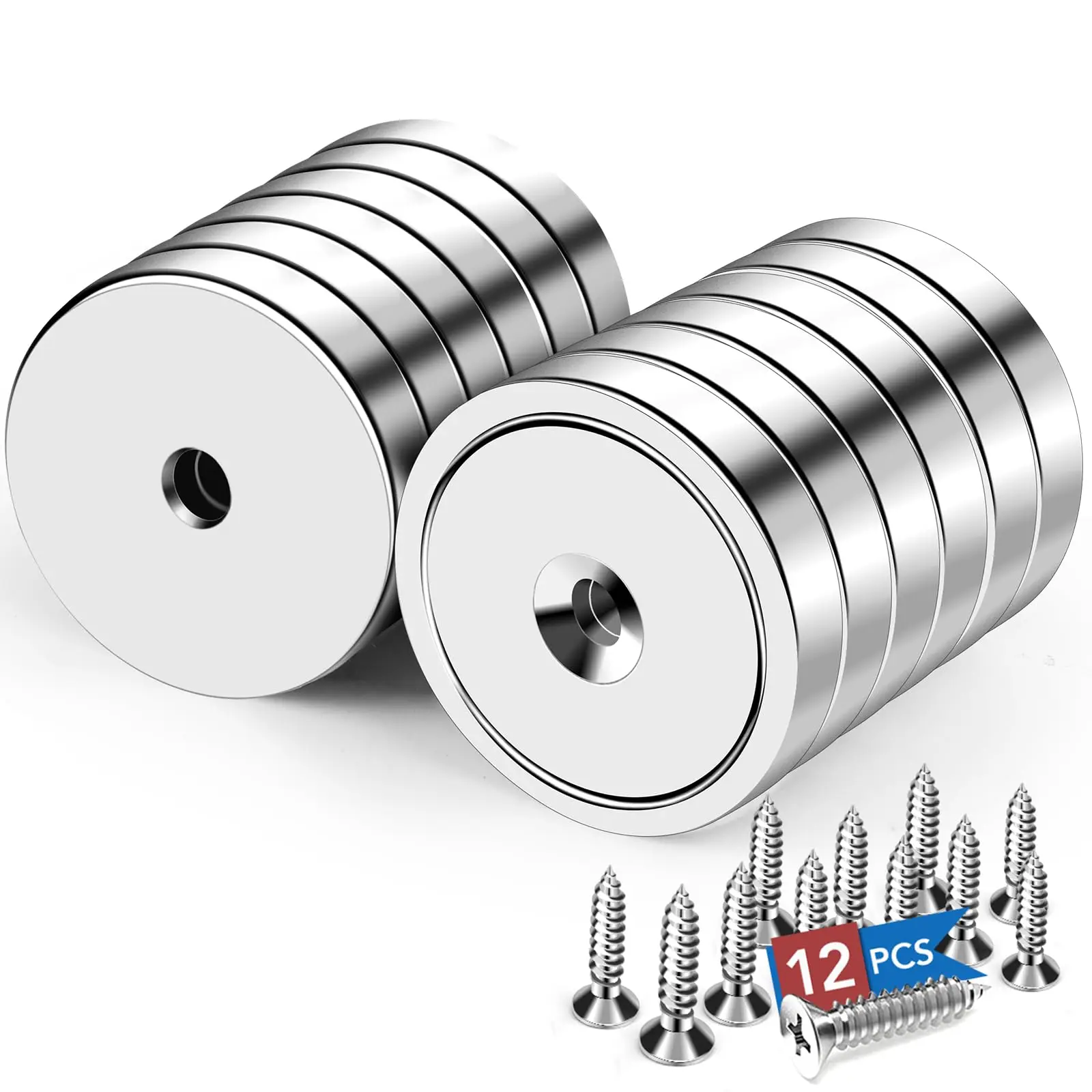 

Strong Magnets Heavy Duty Rare Earth Magnets with Holes for Holding Tools Lifting Hanging 150lb+ Waterproof Strong Neodymium Cup