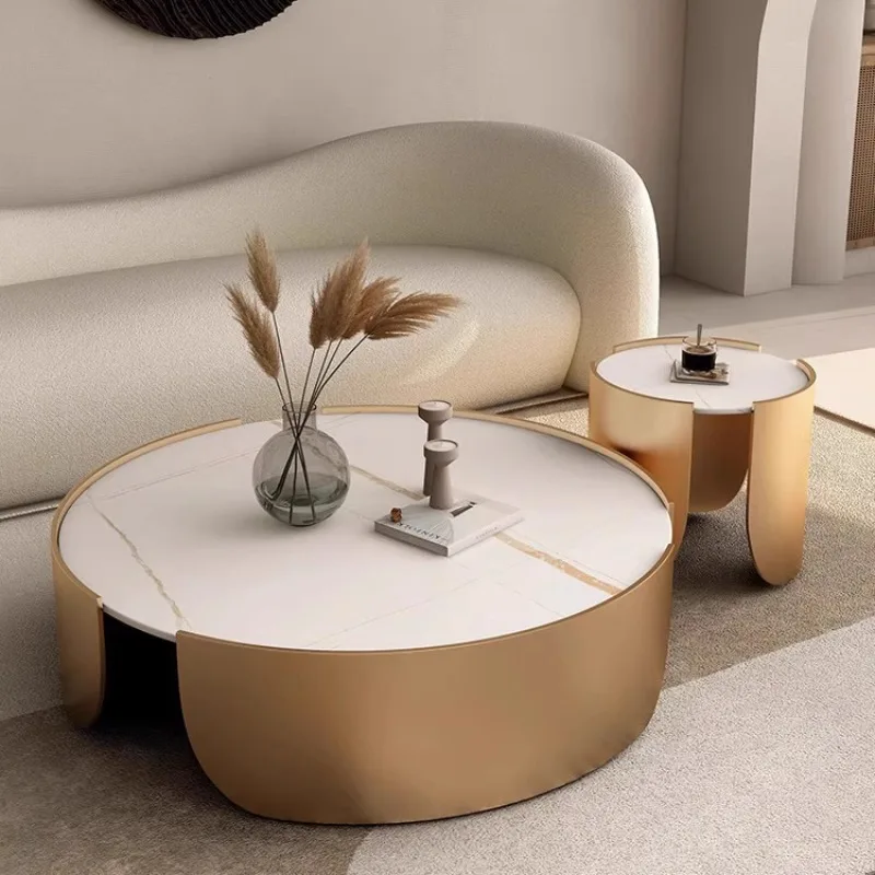 

Minimalist hotel residential style round coffee table combination high-end living room home coffee table