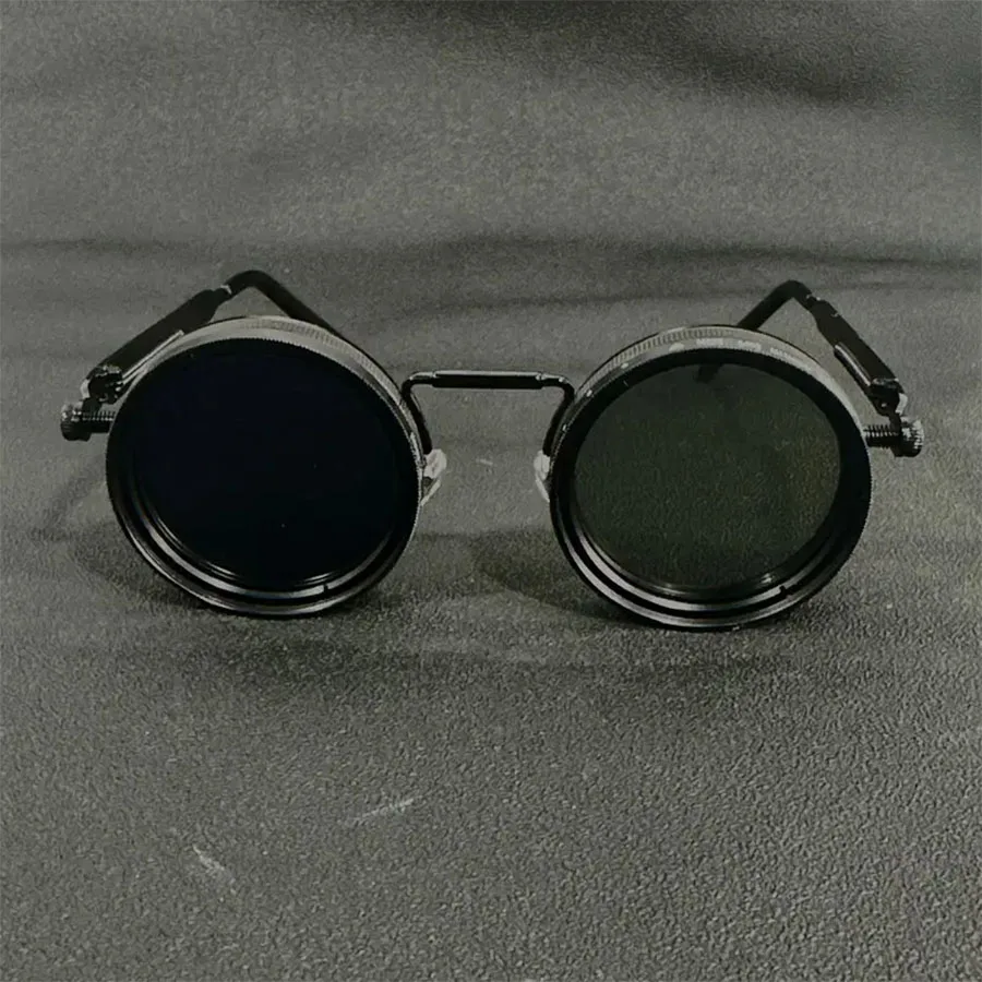Cyberpunk Style Glasses with Rotating Lenses Metal Frame Adjustable Nose Pads for Role-playing Theme Parties Casual Wear