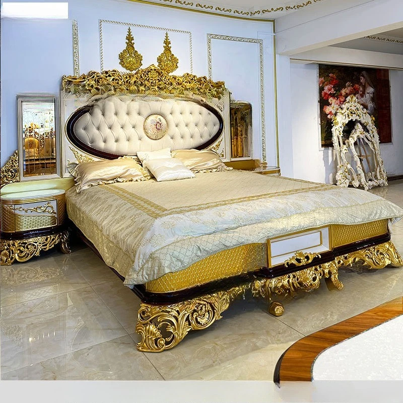 European solid wood bed, bedroom furniture master bedroom, luxury high-end luxury
