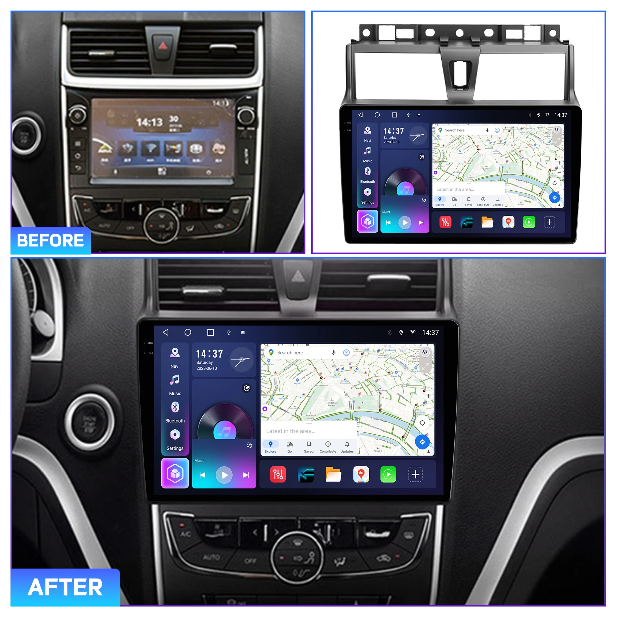 Penhui Android Car DVD Player 2 Din for GEELY EMGRAND EC7 2014-2016 Multimedia Screen with DSP, Bluetooth, Audio & CarPlay