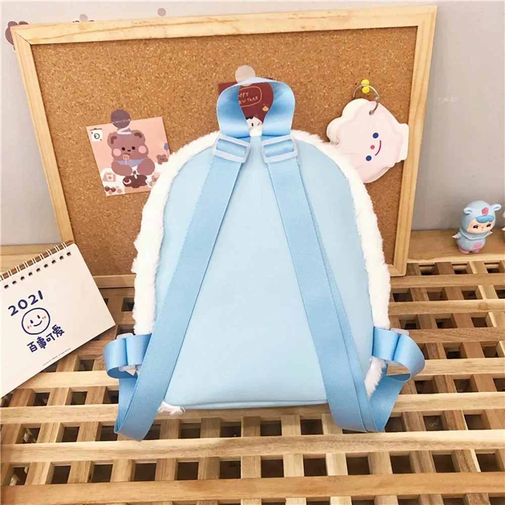 Sanrio Cinnamoroll zaino in peluche simpatico cartone animato cane bianco borse a tracolla in peluche borsa da scuola imbottita morbida regali di compleanno per bambina