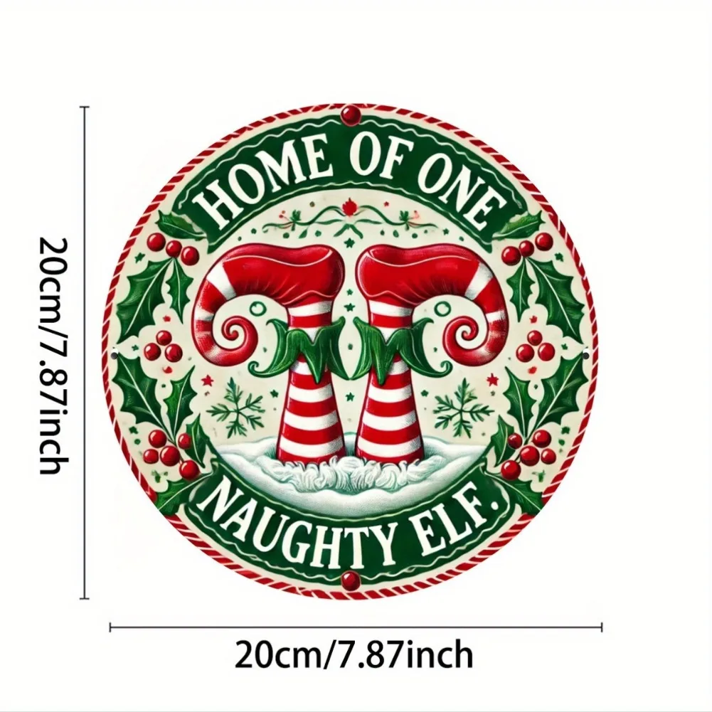 1 قطعة 8x8 "ريفي الألومنيوم جولة "منزل واحد شقي قزم" علامة-إكليل عيد الميلاد الباب شنقا للمنزل غرفة المعيشة عطلة ديكور