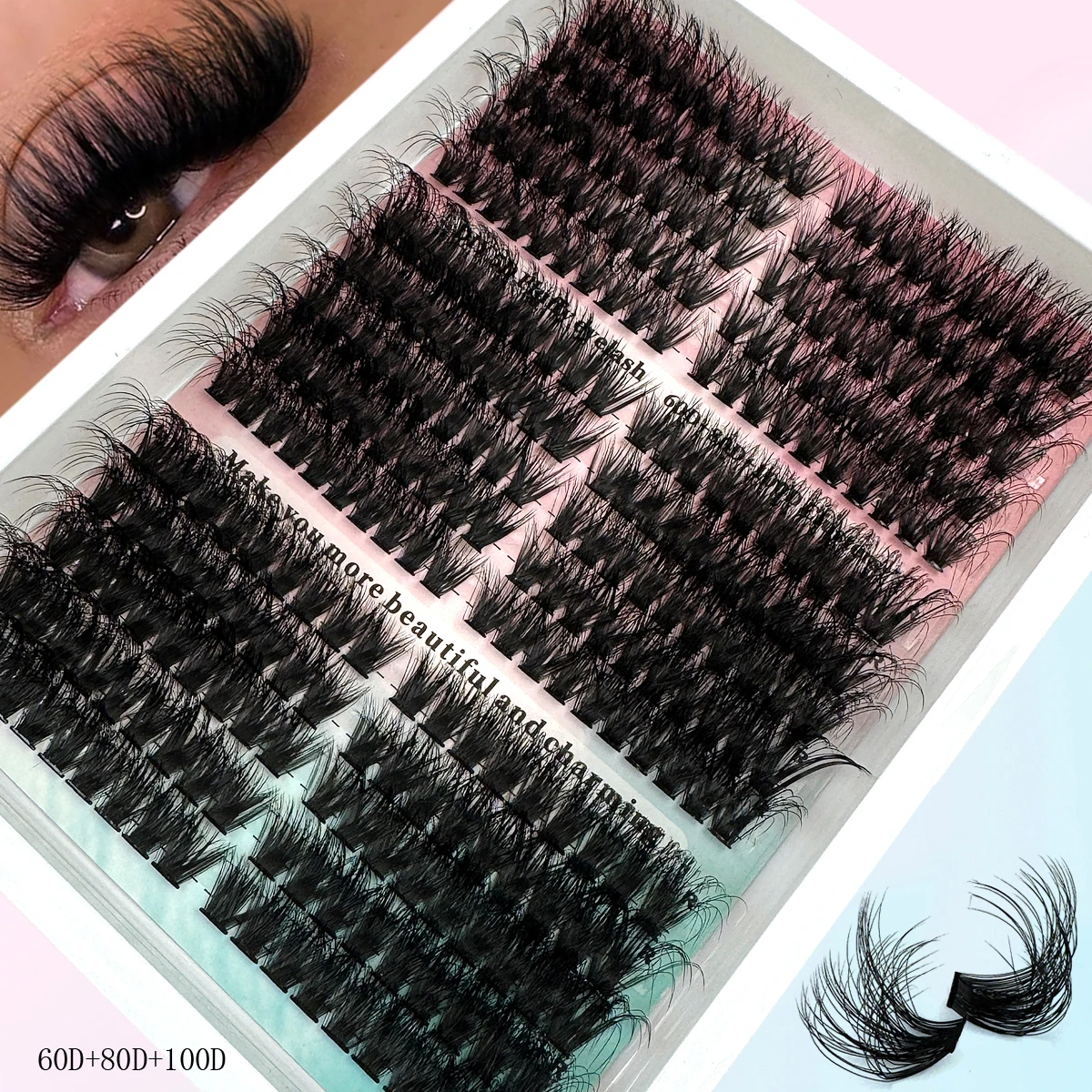 UMIRYAO 290pcs DIY Eyelashes 60D/80D/100D Fluffy Dramatic Ey