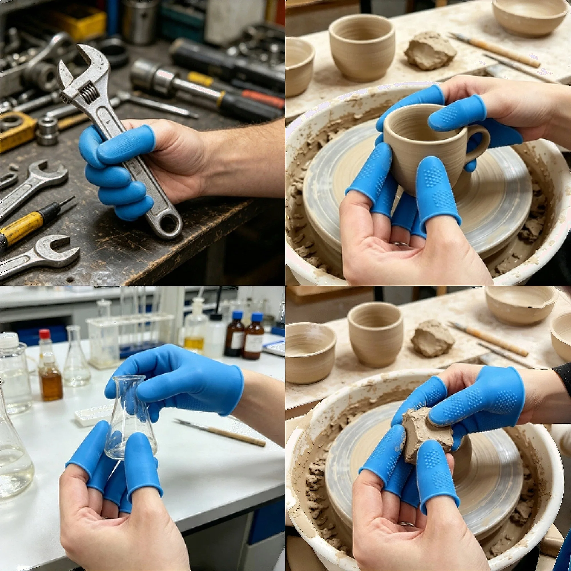 

3Pcs Silicone Finger Protectors Anti-Slip Finger Cots for Hot Glue DIY Counting Crafting Office Work Reusable Thumb Grips