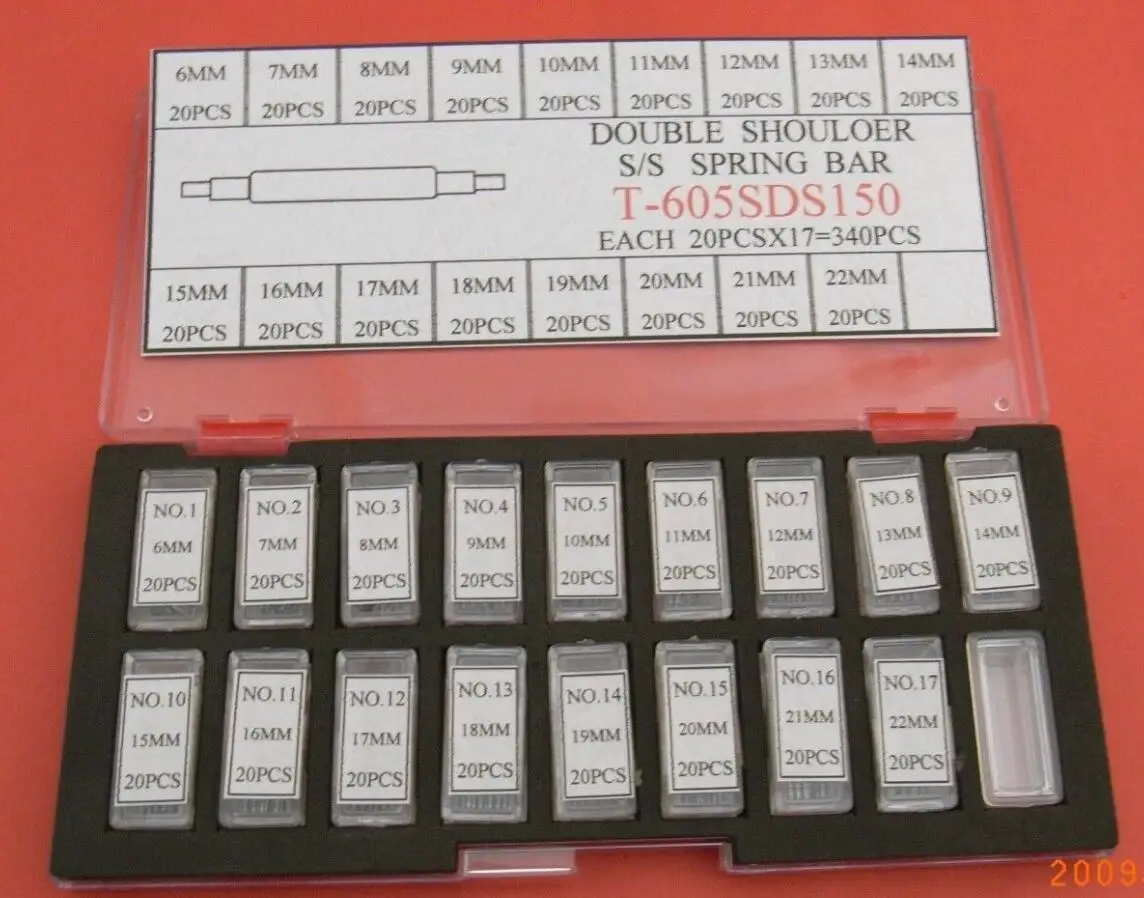 605SDS150 Set of Stainless Steel 1.5mm Thick Watch Bracelet Spring Bar 6mm to 22mm Length with Double Shoulder Step Type Tips