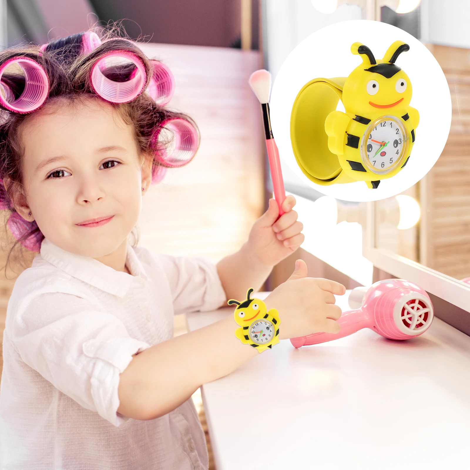 

Children Wristwatch Lovely Bee Slap Watch Cartoon Silicone Quartz Movement Plastic Wall Kids Watches Toddler Timepiece Birthday