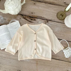 Kids Clothes Toddler Summer Jacket Infant Korean Casual Tops Boys Girls Lightweight Long Sleeve Outerwear Solid Color Cardigan