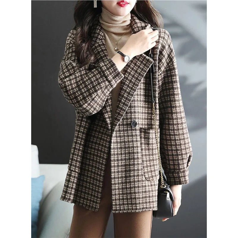Autumn And Winter New Fashion Loose Comfortable Women's Woolen Coat Elegant Versatile Large Size Female Wool Jacket 3XL