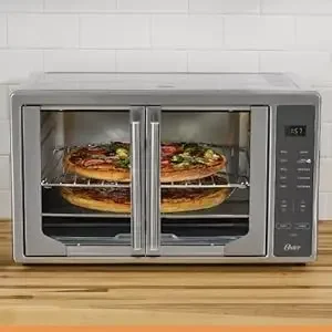 

jz Air Fryer Oven, 10-in-1 Countertop Toaster, XL Fits 2 16 "Pizzas, Stainless Steel French Doors
