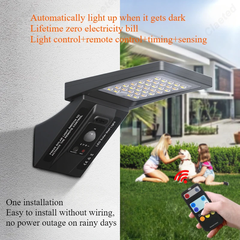 Creative New LED Solar Wall Lamp Outdoor Waterproof Automatic Sensing Wiring Free Villa Courtyard Wall Lamp Emergency Lighting
