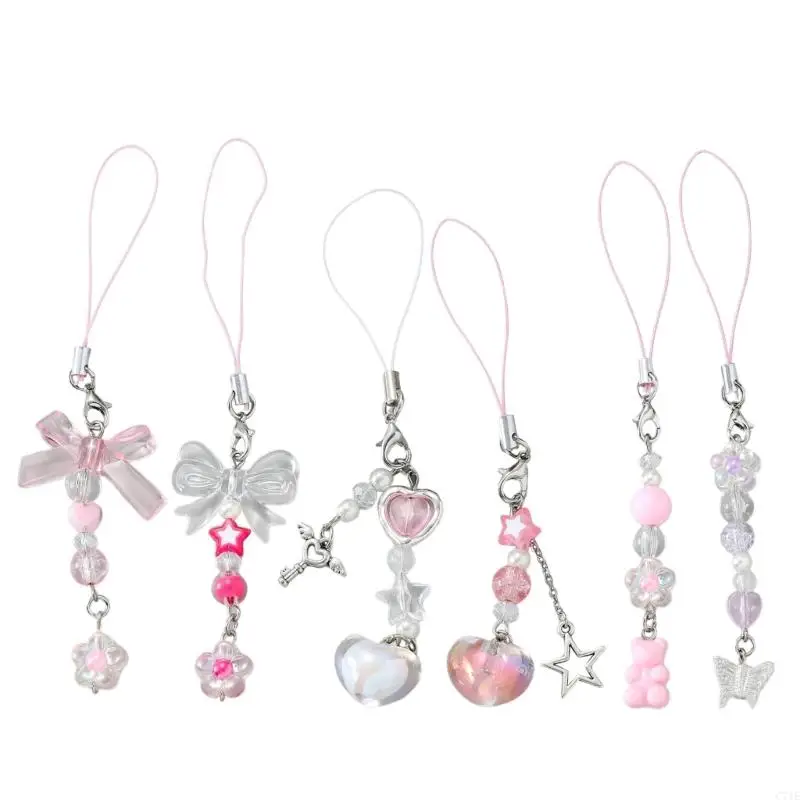 C71E Flower Bowknot Bear Star Penent Lanyard любит сердечные мультфильмы