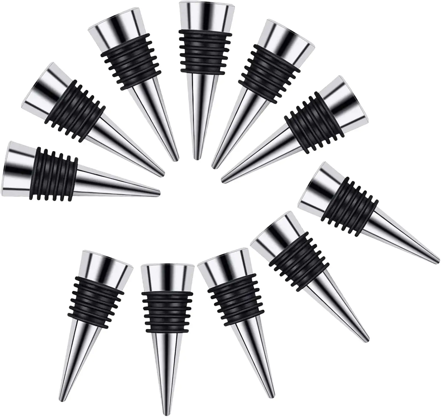 

50 Pcs Stainless Steel Wine Bottle Stoppers with Silicone Seal for Air-Tight Storage and Easy Use